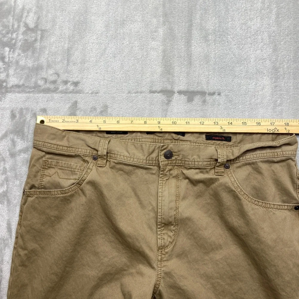 Alberto‎ Modern Fit Trousers Khaki Tan Chinos Men's Sz 38 Cotton Stretch Preppy